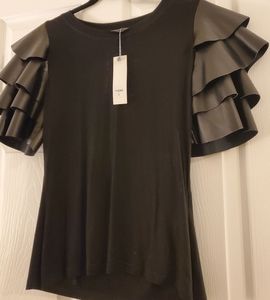 Gracia Faux Leather Ruffle Sleeve